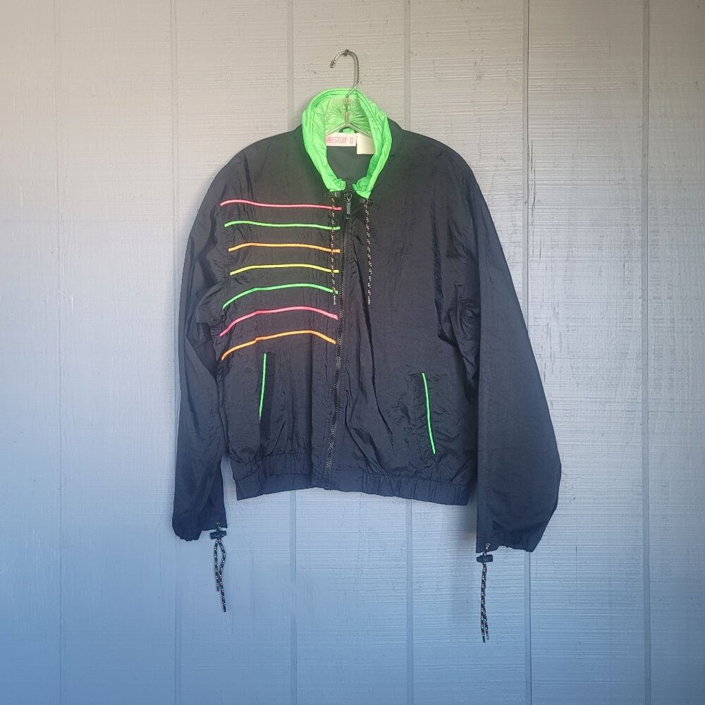 Vintage Y2K Outerstuff Windbreaker Rainbow Outdoor Jacket. Size L